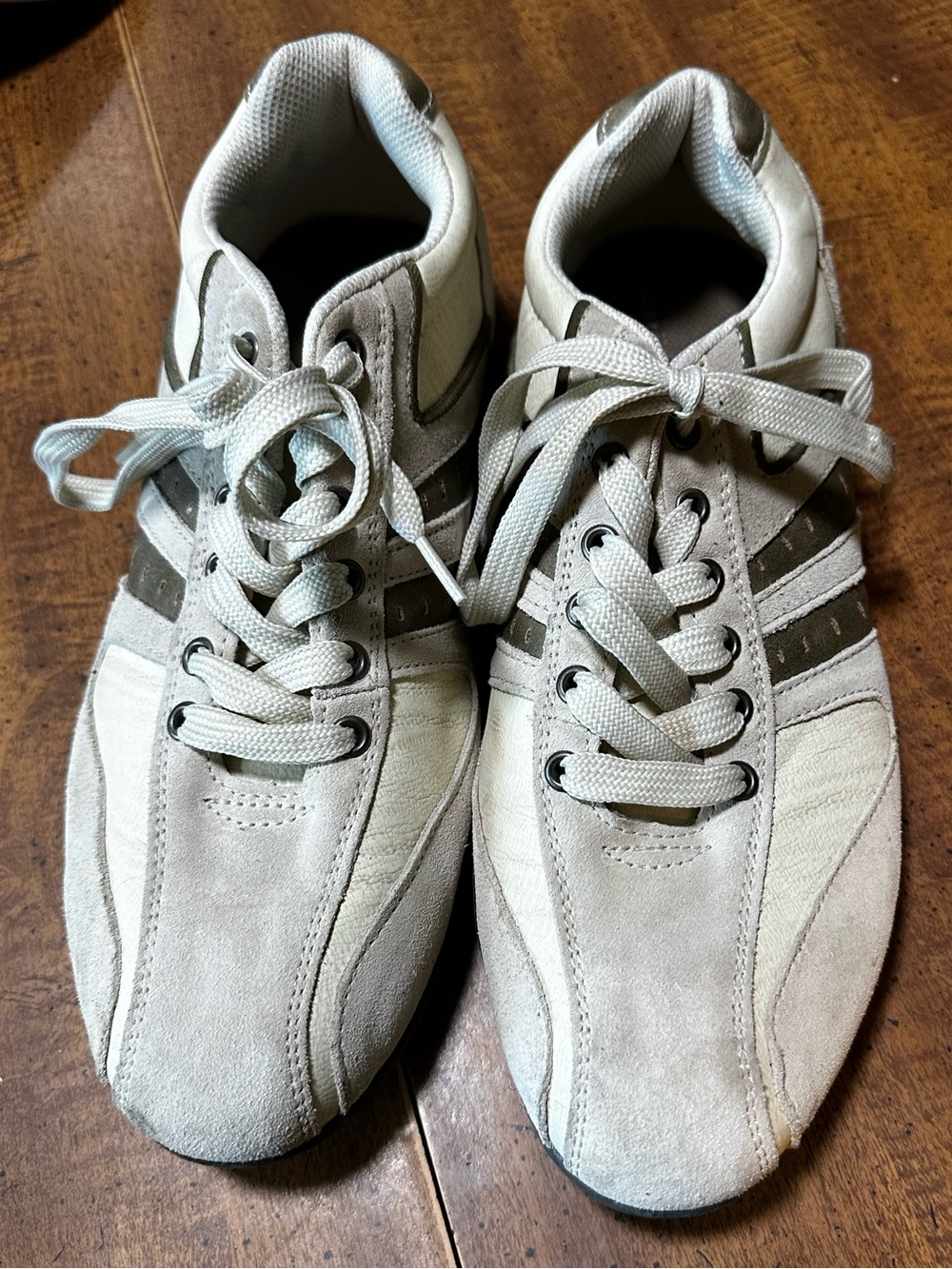 Perry Ellis Men's Light Gray and Olive Suede-Trim Sneakers